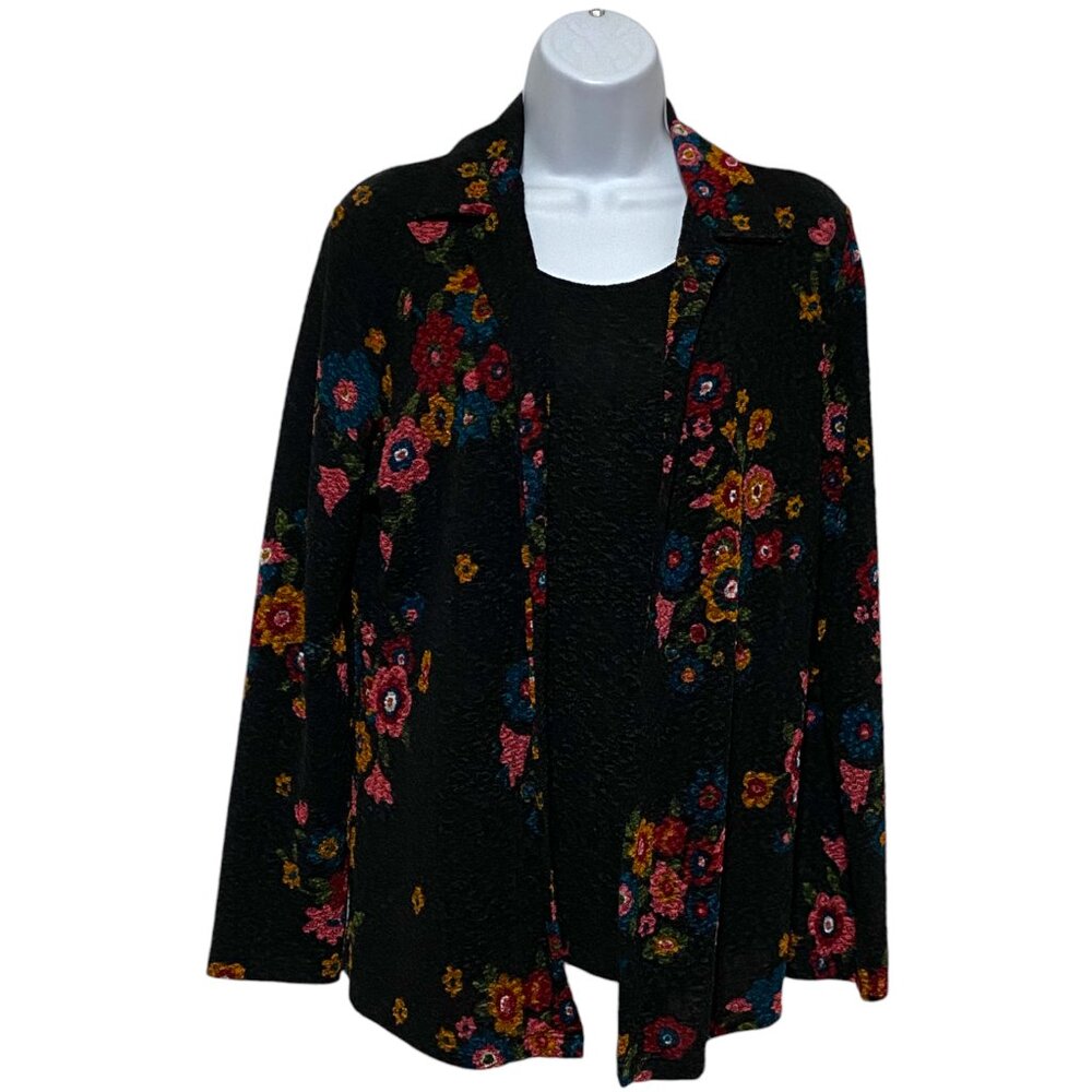 Women's Small Open Cardigan Pullover Long Sleeve Floral Design By-French Laundry